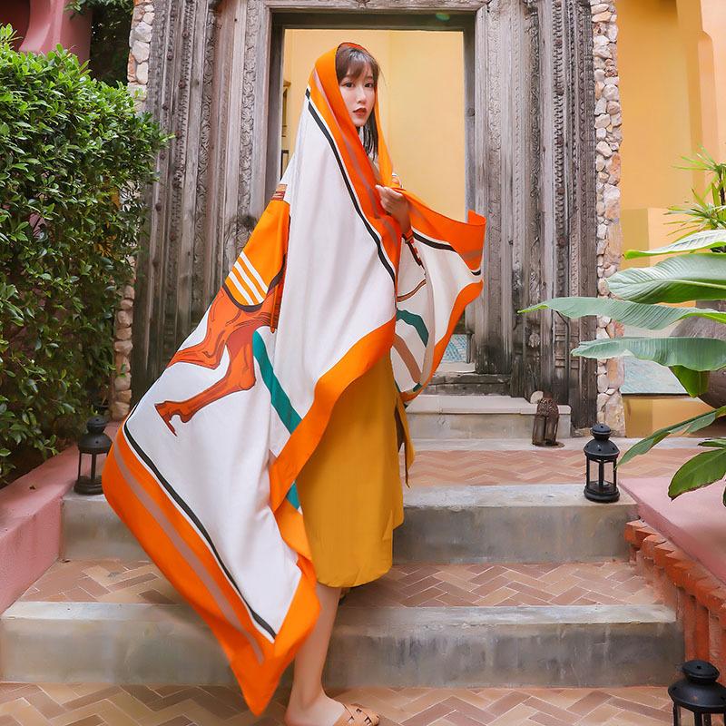 Ethnic style summer Qinghai Lake travel photo red chaka salt lake big shawl silk scarf desert warm scarf women