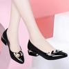 Shoes for Women  Fashion Basic Women's Mid Heels Elegant Office Pumps Women Pointed Toe Slip-on Patent Leather Ladies Shoes