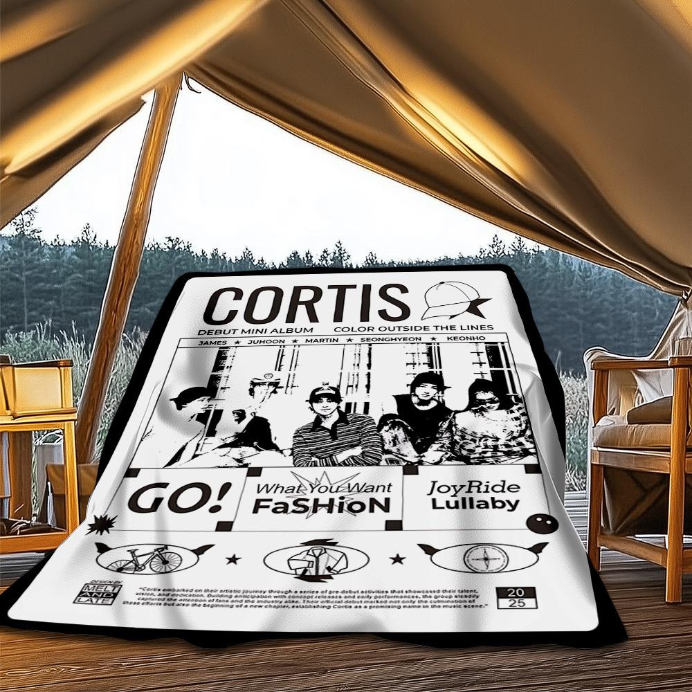 1 шт. K-pop, Cortis Уличный мягкий плед Ультраплюшевый, Теплый, Универсальный и Простой в уходе для кемпинга, и
