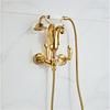 Tuqiu Gold Bathtub and Shower Faucet Set Wall Mounted Gold Swan Bathtub Faucet, Bathroom Cold and Hot Bath and Shower Mixer Tap