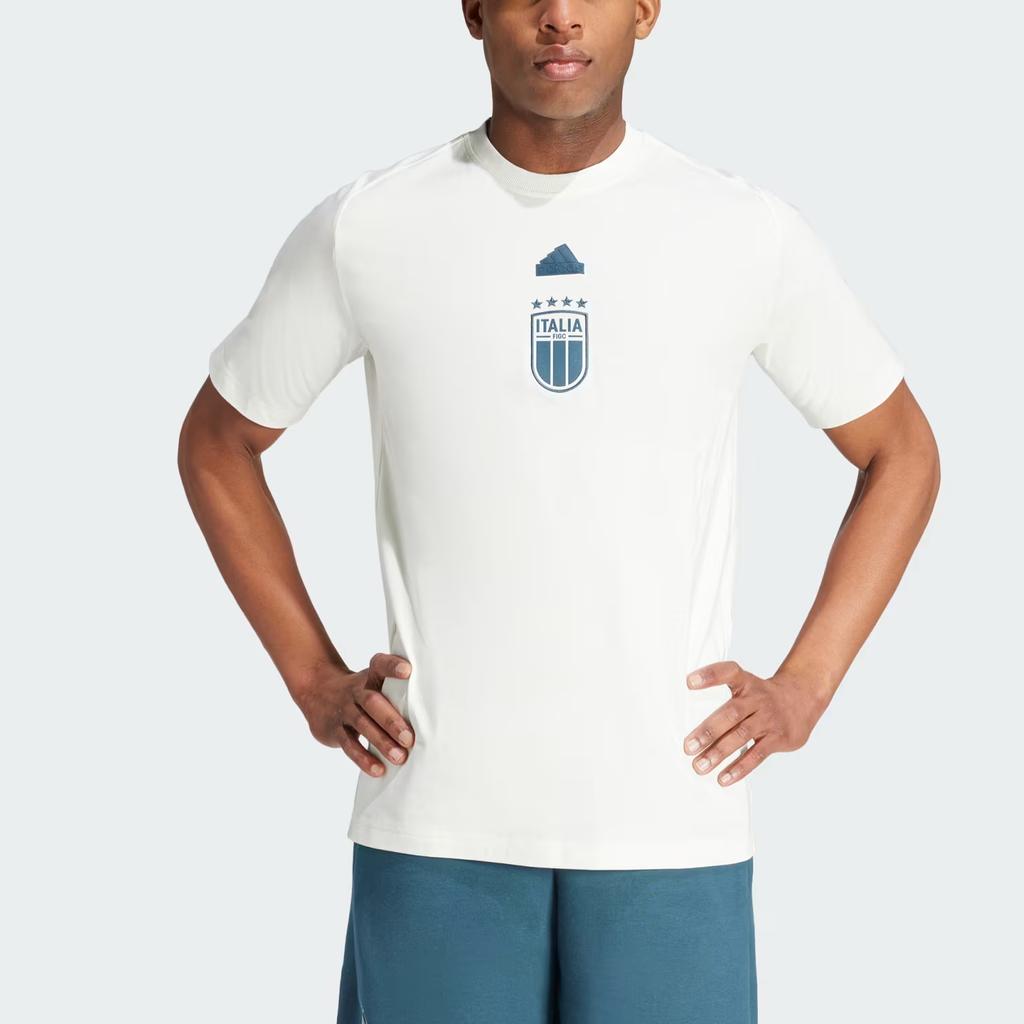 Adidas Футболка сборной Италии по футболу с принтом и рукавами реглан, мужская, белая IU2120