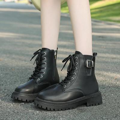 Стиль 2024 года, удобные, популярные женские ботинки, однотонные, на шнуровке, зимние, модные женские ботинки, универсальные, теплые женские ботинки