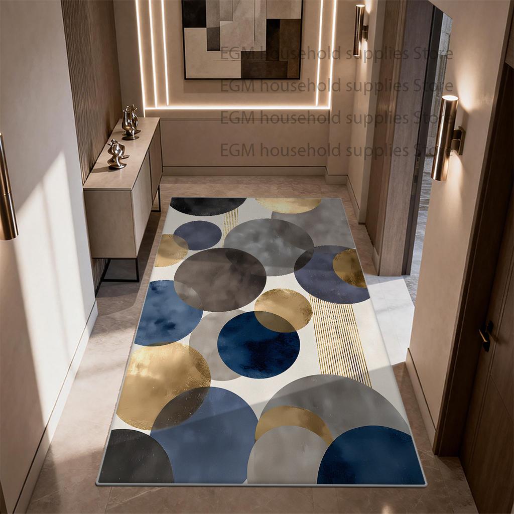 Modern Geometric Rug Light Luxury Living Room Decor Washable Non-slip Carpet Customizable Study Bedroom Entrance Door Mat Lounge