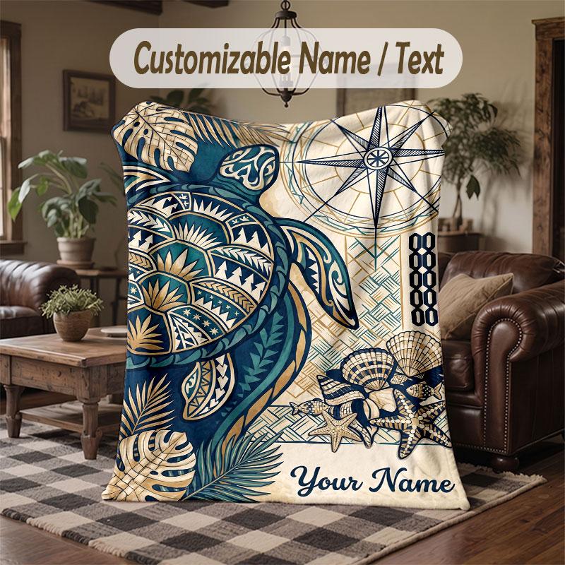 Mermaid Theme Throw Blanket Custom Name Text Personalized Blanket Soft Cozy Blanket for Home Sofa Bed