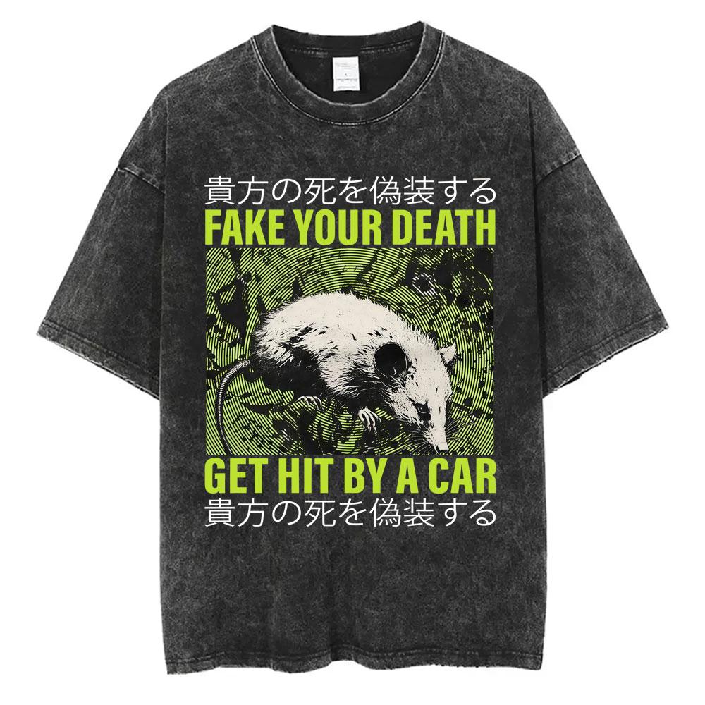 I Want A Perfect Body I Want A Perfect Soul Tshirt Funny Japanese Style Capybara Vintage Washed T Shirt Men Oversized Tees Tops