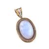 Natural Rainbow Moonstone Gemstone 925 Solid Silver Two Tone Pendant 1.50" F3k33