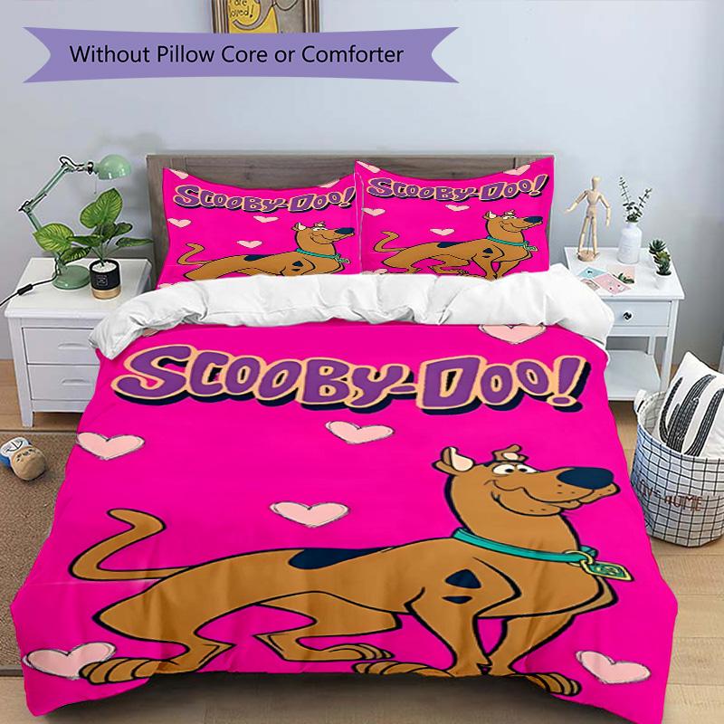 3pcs Duvet Cover Set (1*Duvet Cover + 2*Pillowcase, Without Core), Scooby Print Bedding Set, Bedroom Decor, All‑Season, Birthday Gift