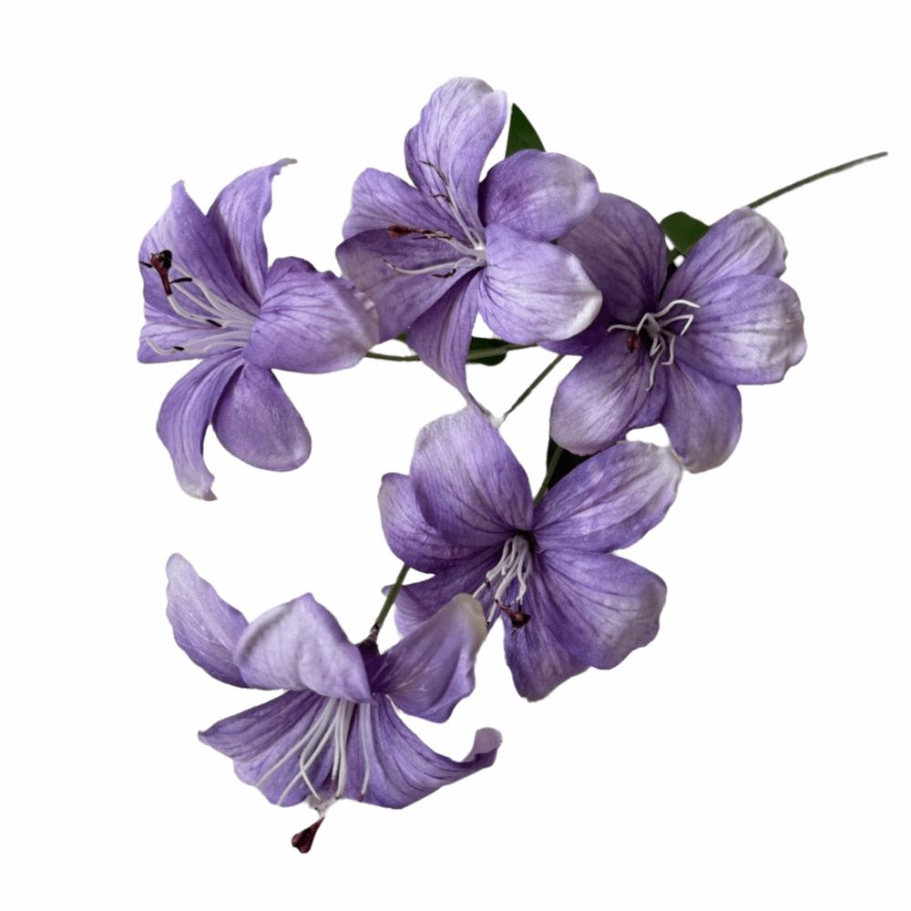 White Artificial Lily Flowers 5-head Simulation Decorative Bouquet Indoor Decoration