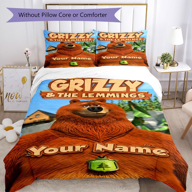 Grizzy & Lemmings Customize Text Bed CoverBed Design for Living Rooms Machine Washable Bedroom Decor Best for Christmas