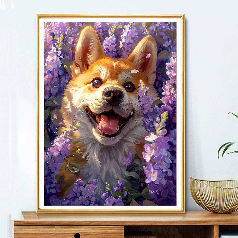 5d DIY Алмазная картина, вышивка крестом, милые животные, корги, алмазная вышивка, мозаика, лаванда, полный круглый дрель, домашний декор