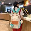 Junior High School Women's Cartoon Schoolbag Student Lightweight Color Block Backpack