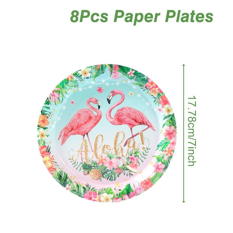 Гавайские гирлянды с фламинго, набор одноразовой посуды, летний пляж, декор для дня рождения, детские принадлежности для тропической вечеринки на Гавайях в стиле Луау