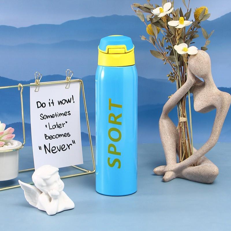 Термокружка с градиентным цветом и трубочкой Duckbill - 500 мл, корейский дизайн, нержавеющая сталь