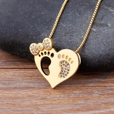 Nidin Luxury Fashion Cubic Zirconia Heart Pendant Women Gold Plated High Quality Chain Necklace Sparking Jewelry Party Gift