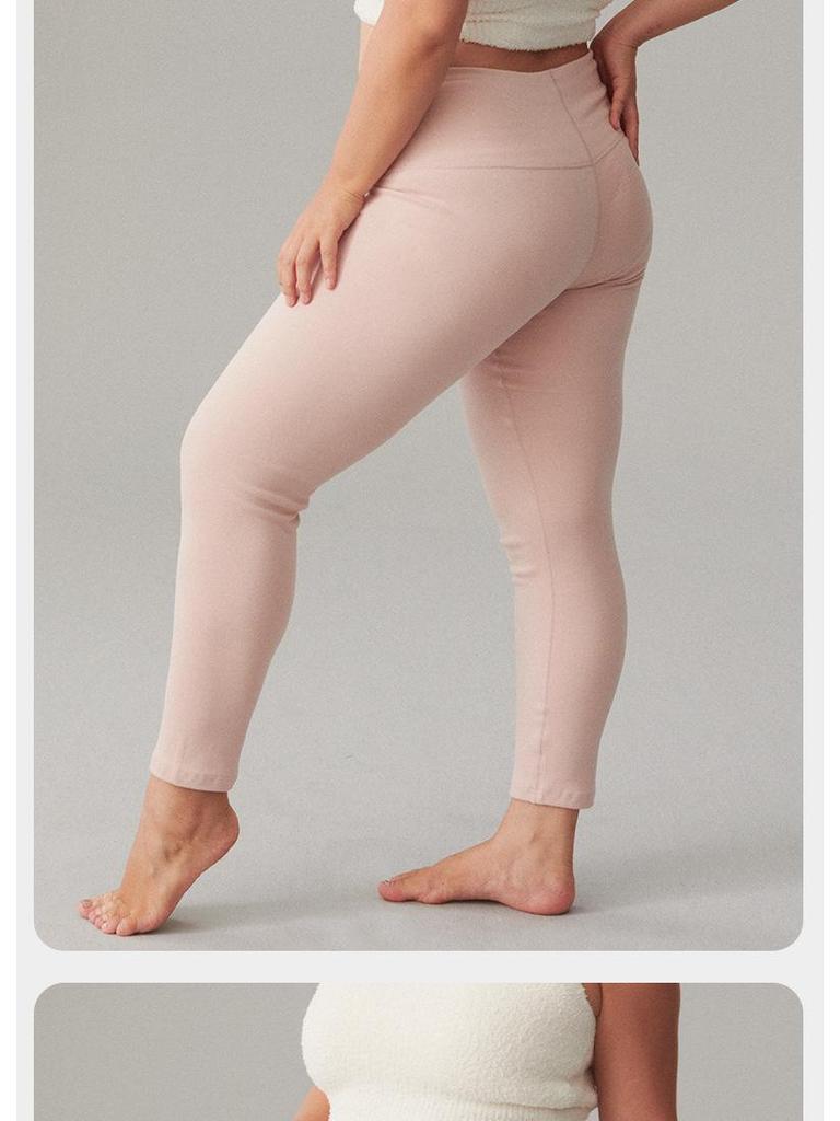 Женские осенние леггинсы с высокой посадкой из смесового хлопка - Утепленные, Теплые, Облегающие, Однотонные, Эластичный зимний базовый слой.