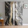 Абстрактные черные мраморные оконные тюлевые шторы для гостиной, кухни, современные оконные занавески из вуали