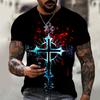 Summer Men's T-Shirt Cross Jesus 3d Print Street Fashion Clothing Oversized Crew Neck Premium Fabric Plus Size