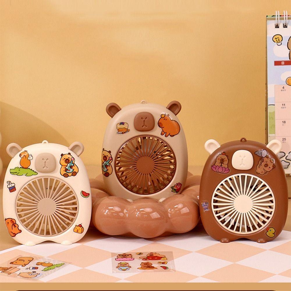 Portable Cute Capybara Fan Solid Color Cartoon Handheld Fan Gifts USB Mini Fan  Camping