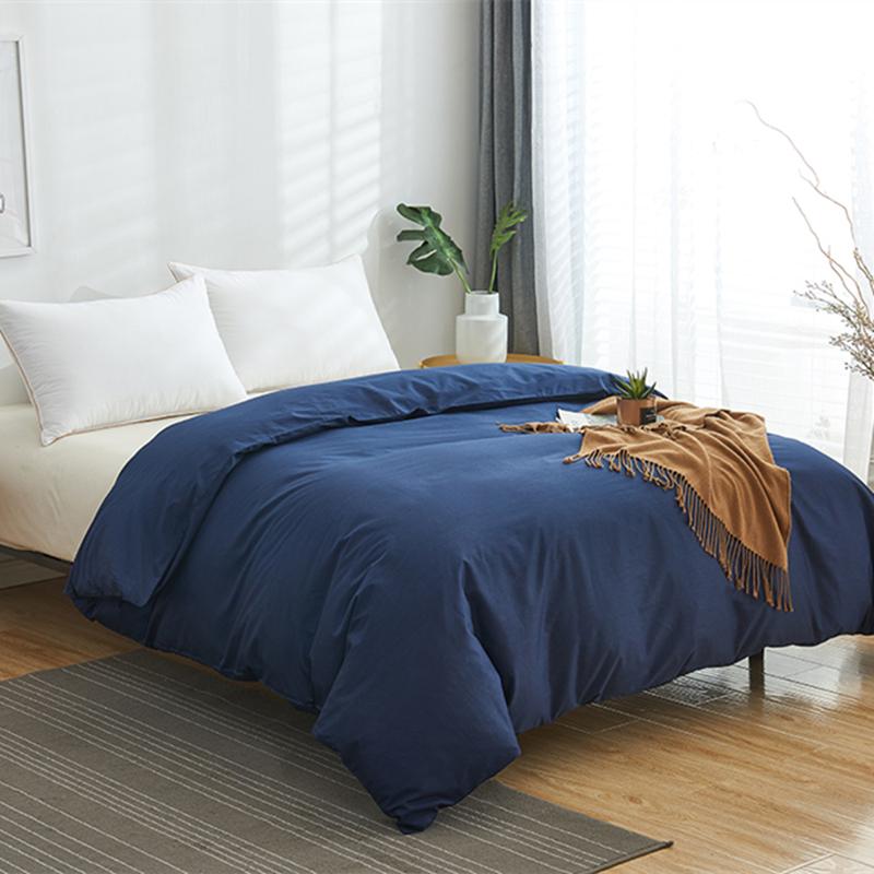 High Quality Solid Cotton Duvet Cover Single Double King Size Minimalist Bedding Set