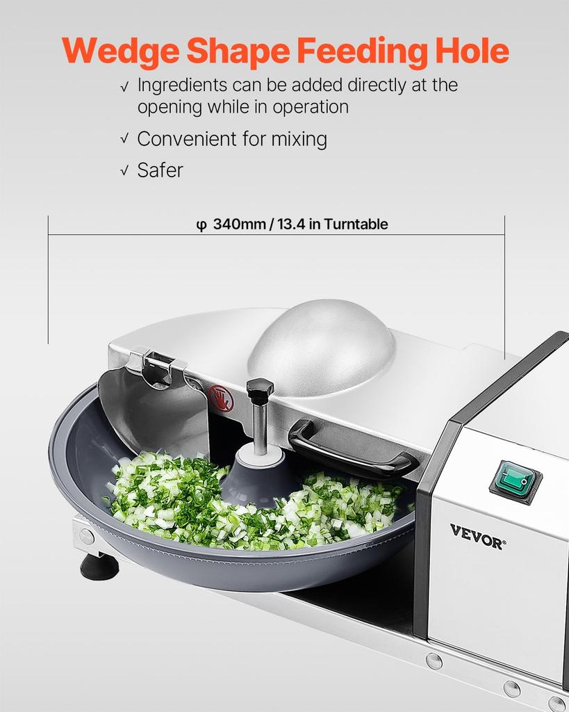 VEVOR Food Processor & Vegetable Chopper, 3000RPM Food-Grade Stainless Steel Food Processor Chopper with S-Curve Blade