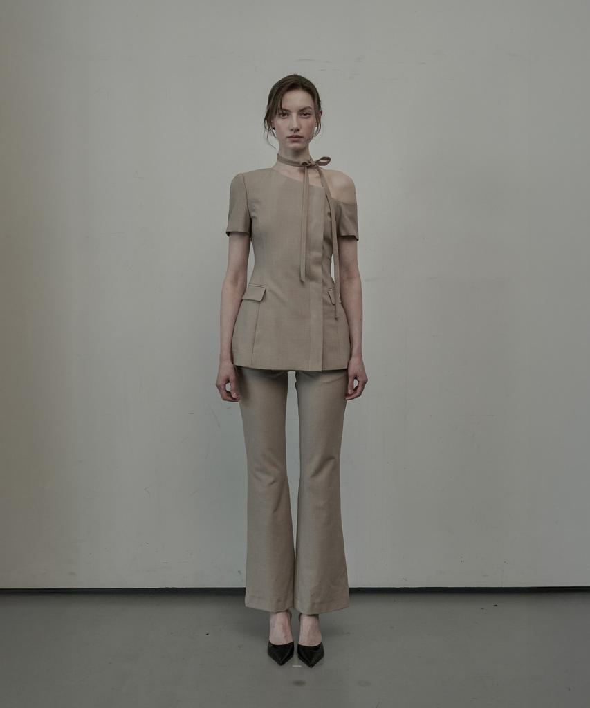 Брюки полуклеш Emma Linen от Mausolleum - Бежевые