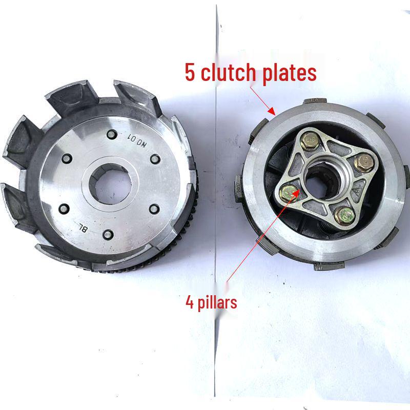 CG125/CG150 Motorcycle Clutch Basket Assembly with 4 Studs & 5 Clutch Plates