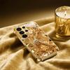 Позолоченный чехол для телефона из закаленного стекла, совместимый с Galaxy S26 S25 S24 S23 S22 Ultra Plus. Имеет элегантную изысканную гравировку.
