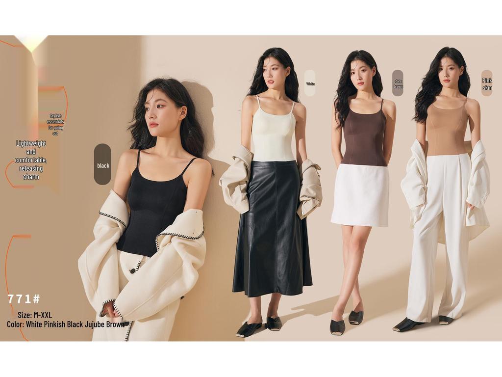 2025 Autumn/Winter Seamless Nude Bra with Built-In Pads, Slimming Camisole (Brushed Soft and Free-to-Wear)