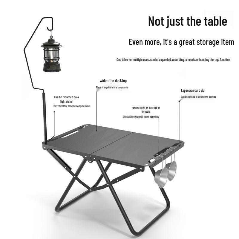 Portable Lightweight Foldable Outdoor Camping Table - Quick-Open Tactical Design, Multifunctional Carbon Steel BBQ Table.