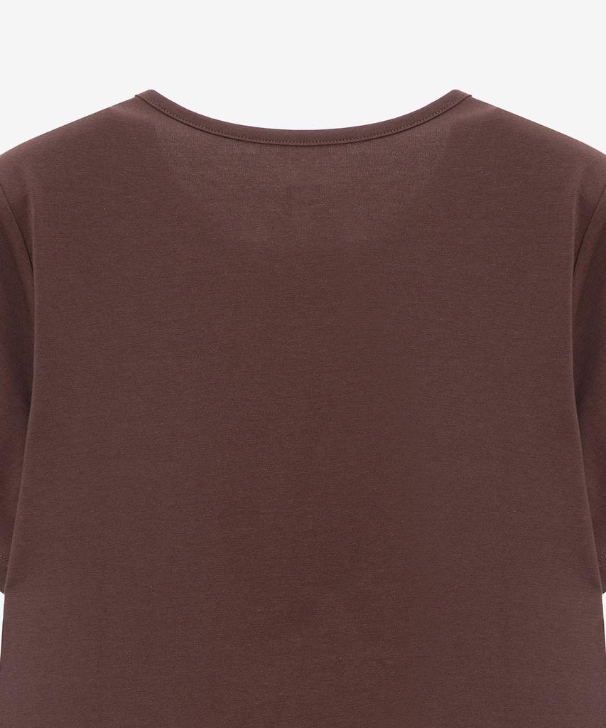 BASIC HOUSE Women'S Modal Crew Neck Regular Fit Short Sleeve T-Shirt Brown Lats0222
