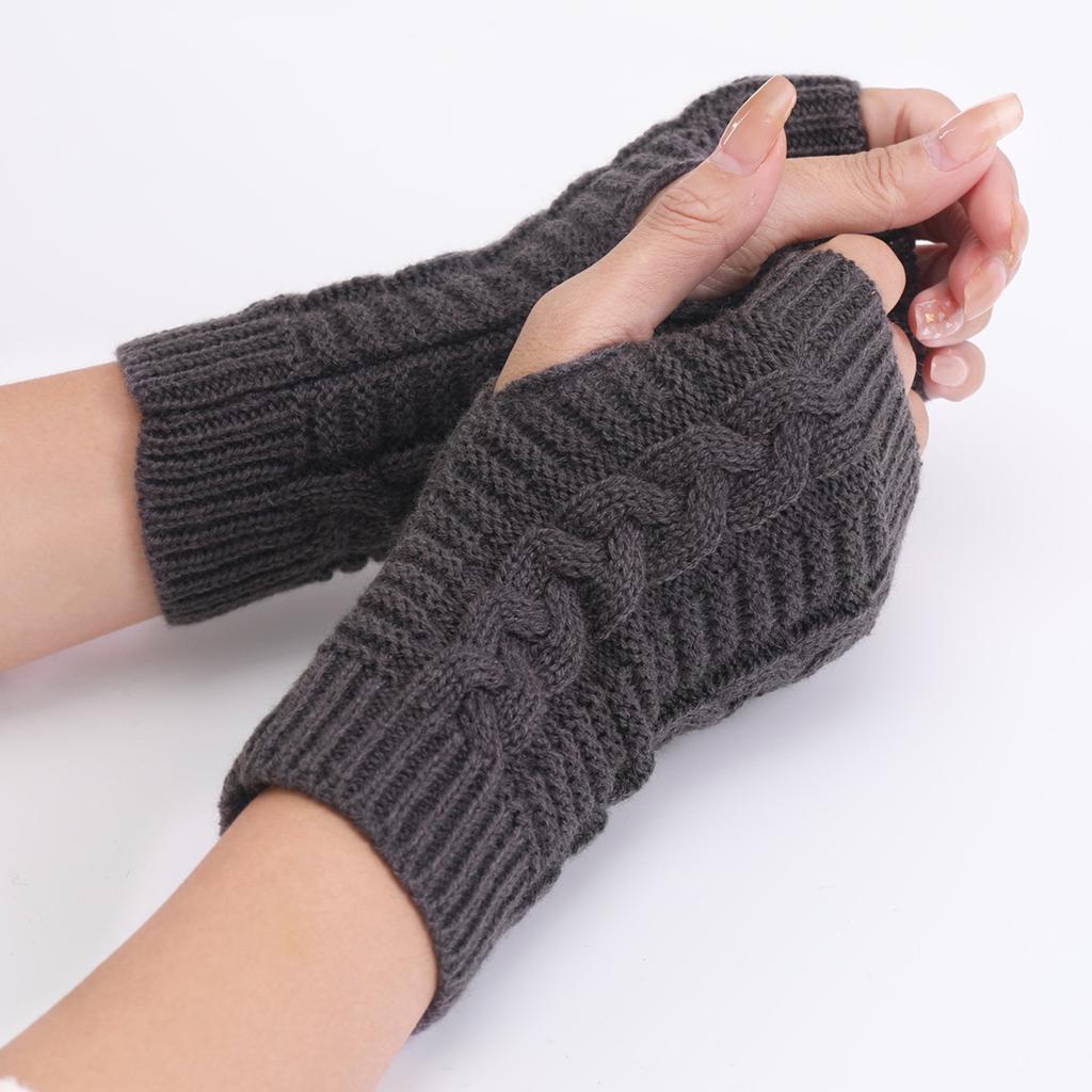 Women's Knitted Long Hand Gloves Warm Embroidered Mittens Winter Fingerless Glove for Women Girl