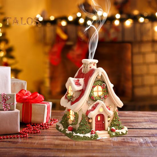 Christmas Snow House Incense Burner Winter House Incense Cone Holder Xmas Party Desktop Decoration Ornament Holiday Gift
