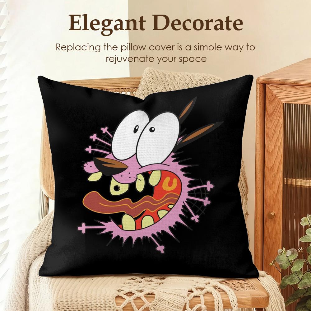 CCourage CCowardly Dog Cushion Cover Natural Linen Organic Fabric DoubleSided Printing Sofa Home Decor Gift Pillow Case