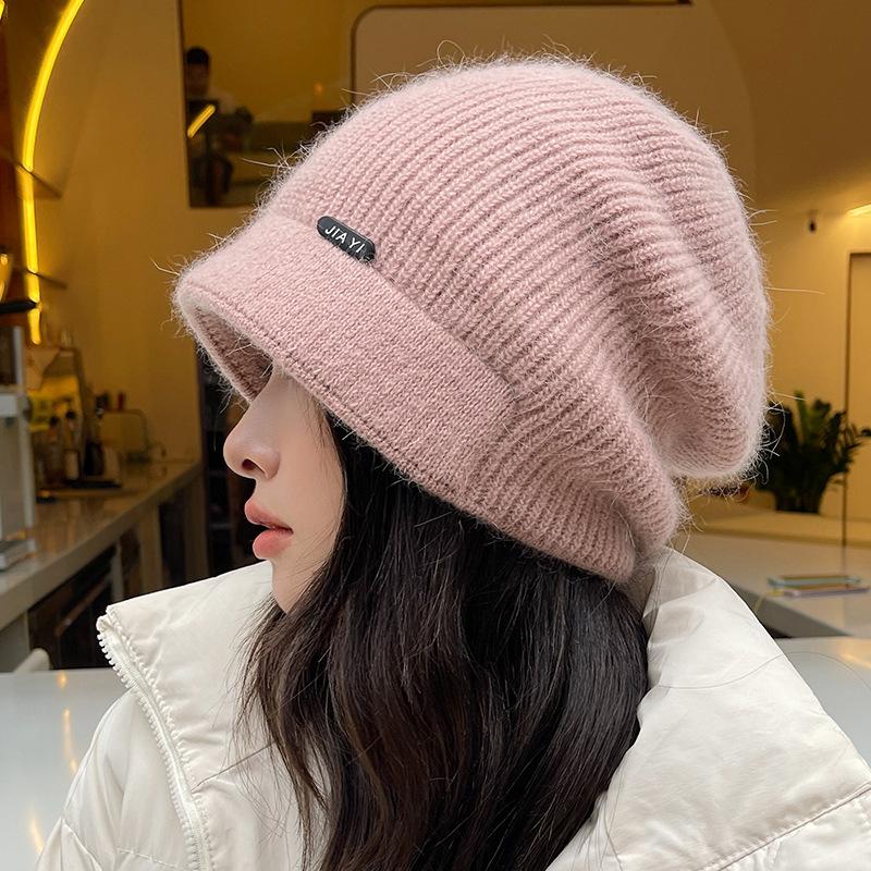 Новая шапка из меха кролика женская осенне-зимняя модная высококачественная вязаная шапка зимняя теплая шерстяная шапка для защиты ушей интернет-знаменитость