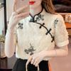 Fashion Chiffon Short Sleeve Womens Blouse And Tops Elegant Summer Floral Shirts Women Vintage Female Clothing 26025
