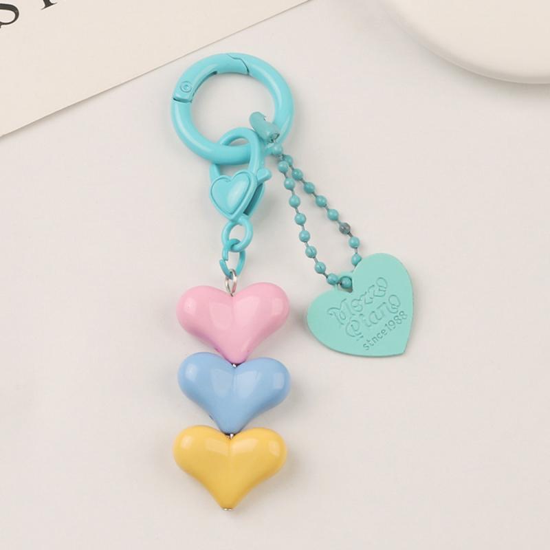 Lovely Adorable Heart Charm Key Chain Purse Pendant Handbag Backpack Keychain Decoration Girls Women Gift