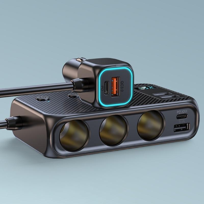 Car Charging Hub Splitters with Independent Switches Fast Charging Adapter Vehicles Charger for 12V-24V Car Truck SUVs