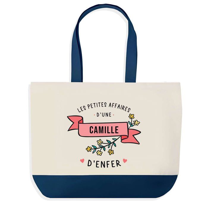 Sac cabas - PLANETEE - Camille Les Affaires d'Enfer - Fond bleu - Coton 40x45 cm - Grand format A4