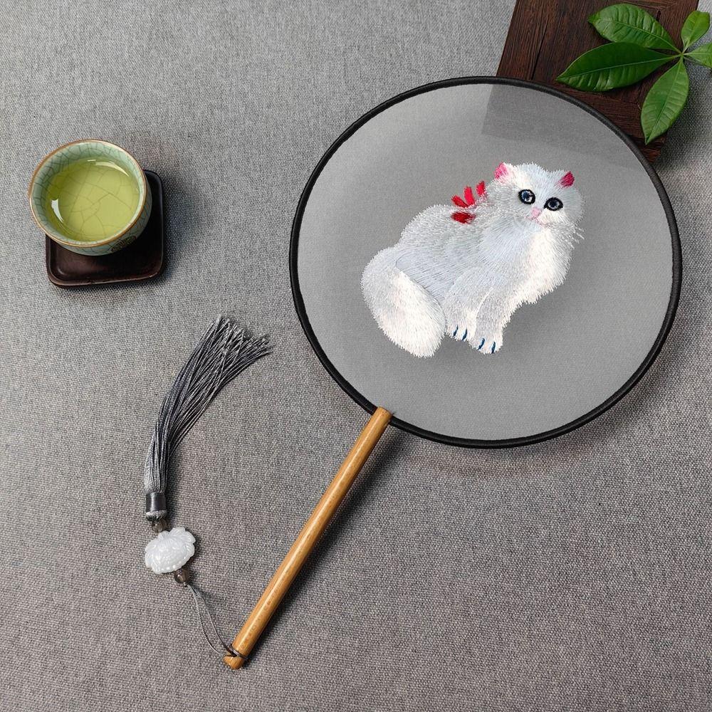 Round Double Sided Embroidery Fan Chinese Style Hanfu Hand Fan Fashion Flower Silk Fan  Home Decor