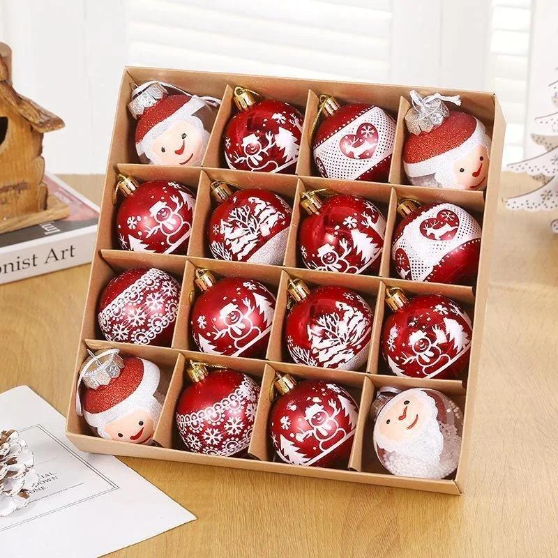 16 Pcs/set of 6cm Christmas Decorative Balls Special Party Home Decoration Accessories Personalized Holiday Surprise Gift Box