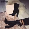 Fashion Eilyken New Women Ankle Boots Autumn Winter Fashion Pointed Toe Heel Zipper Ladies Chelsea Booties Shoes Plus Size 35-42