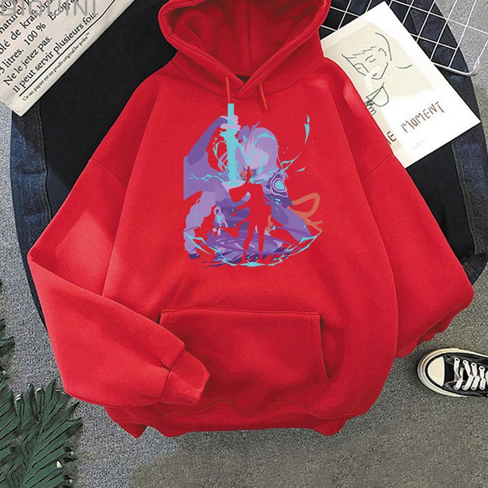 Genshin Impact Hoodie Raiden Shogun Vintage Sweatshirt Women/Men Japanese Streetwear Colors 12 Anime Clothes Graffiti Game Print