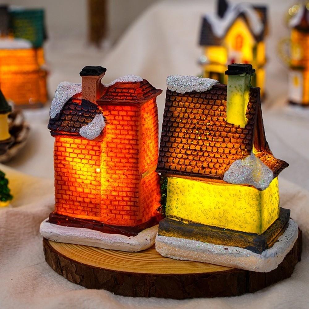LED Christmas Village Miniature House Xmas House Miniature Creative Christmas Light House  Gifts