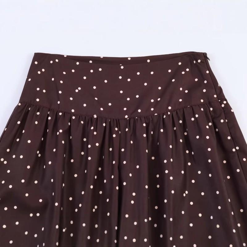 Womens High-Waisted Pleated Polka Dot Wide Leg Trousers Casual Straight Cut Pants 2026