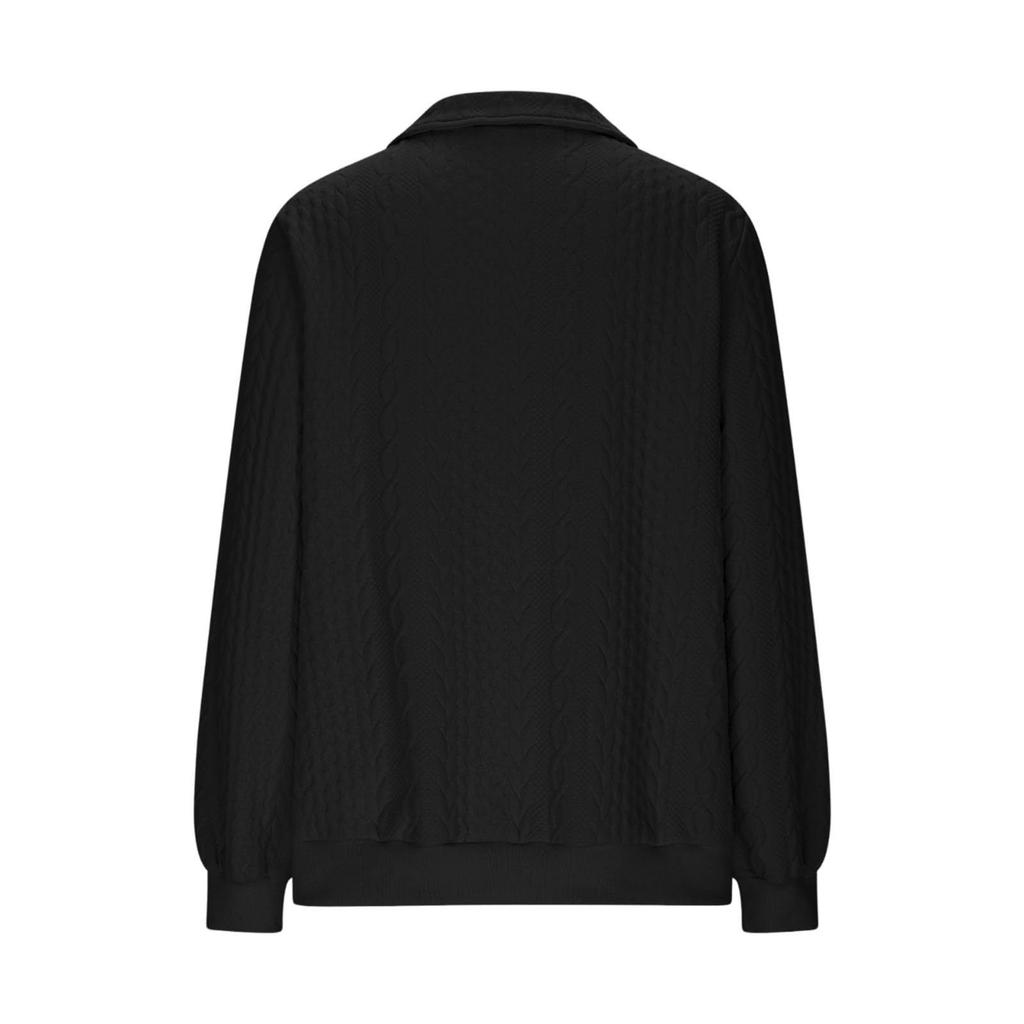 Women's Fashion Long Sleeve Solid Color Casual Collared Zipper Long Sleeve Pocket Sweatshirt