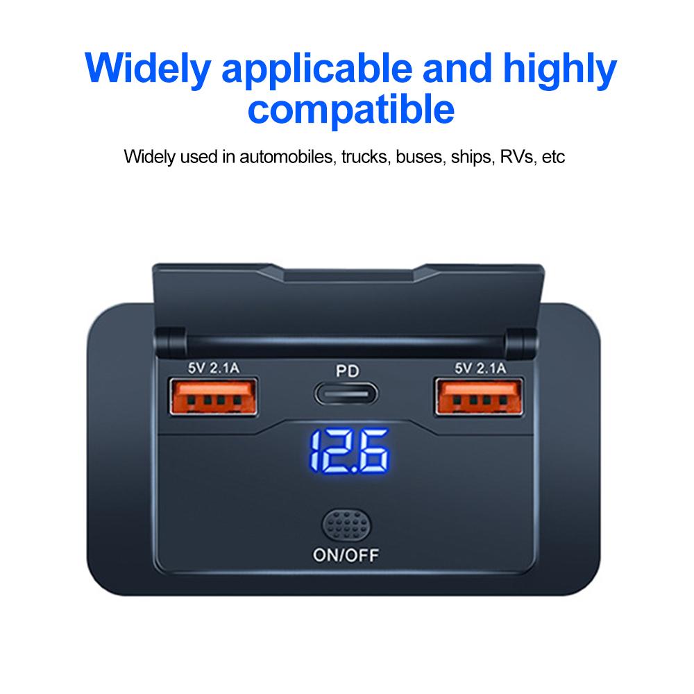 12В 24В USB Розетка Автомобильная Зарядка 4-портовая Двойной PD Двойной QC3.0 USB C Разъем Настенное Крепление Аксессуары для Автомобиля Лодки Морского Транспорта RV Грузовика