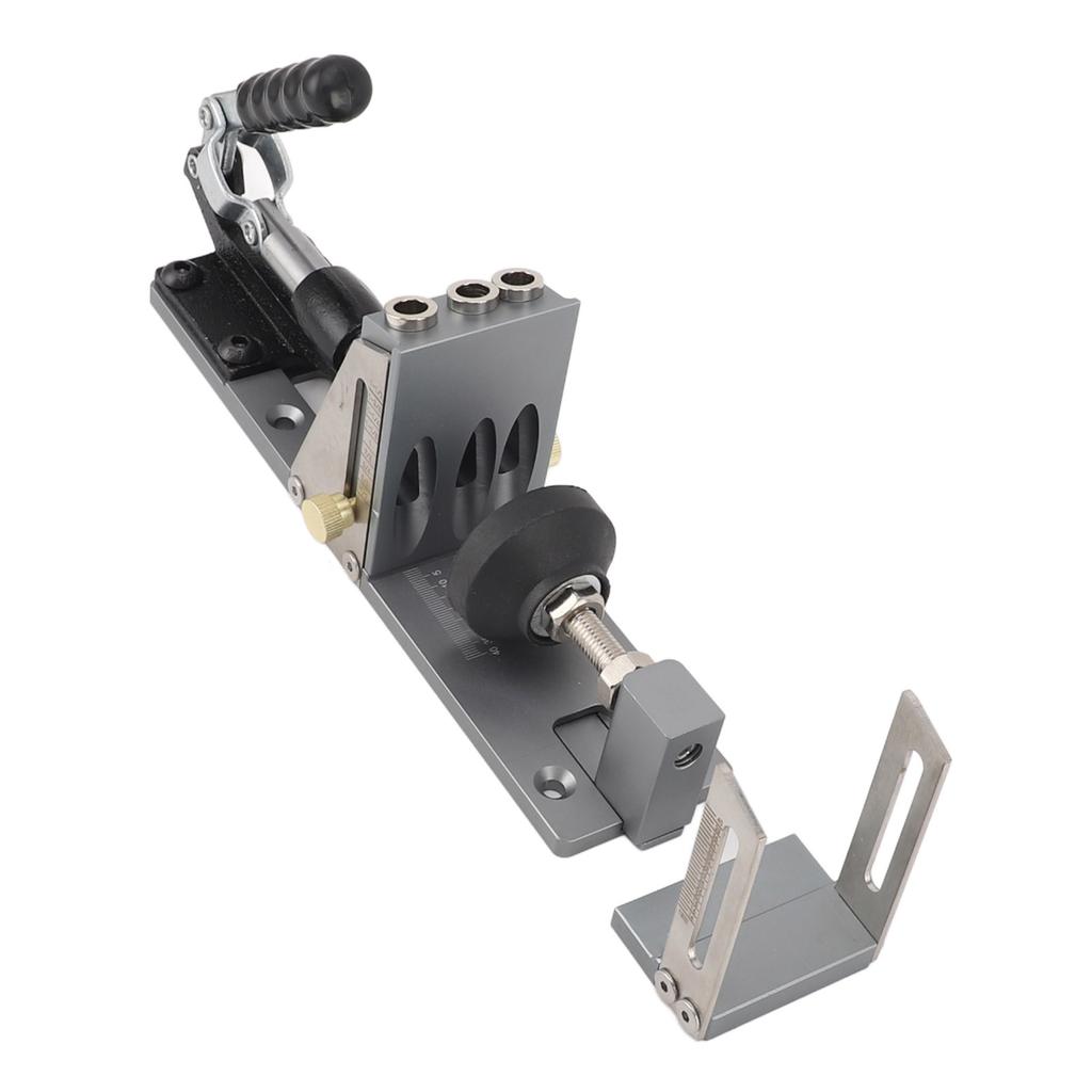Pocket Hole Jig Kit Pocket Screw Jig Accurate Easy Adjust Aluminium Alloy Woodworking Tool with Step Drill Wrench for