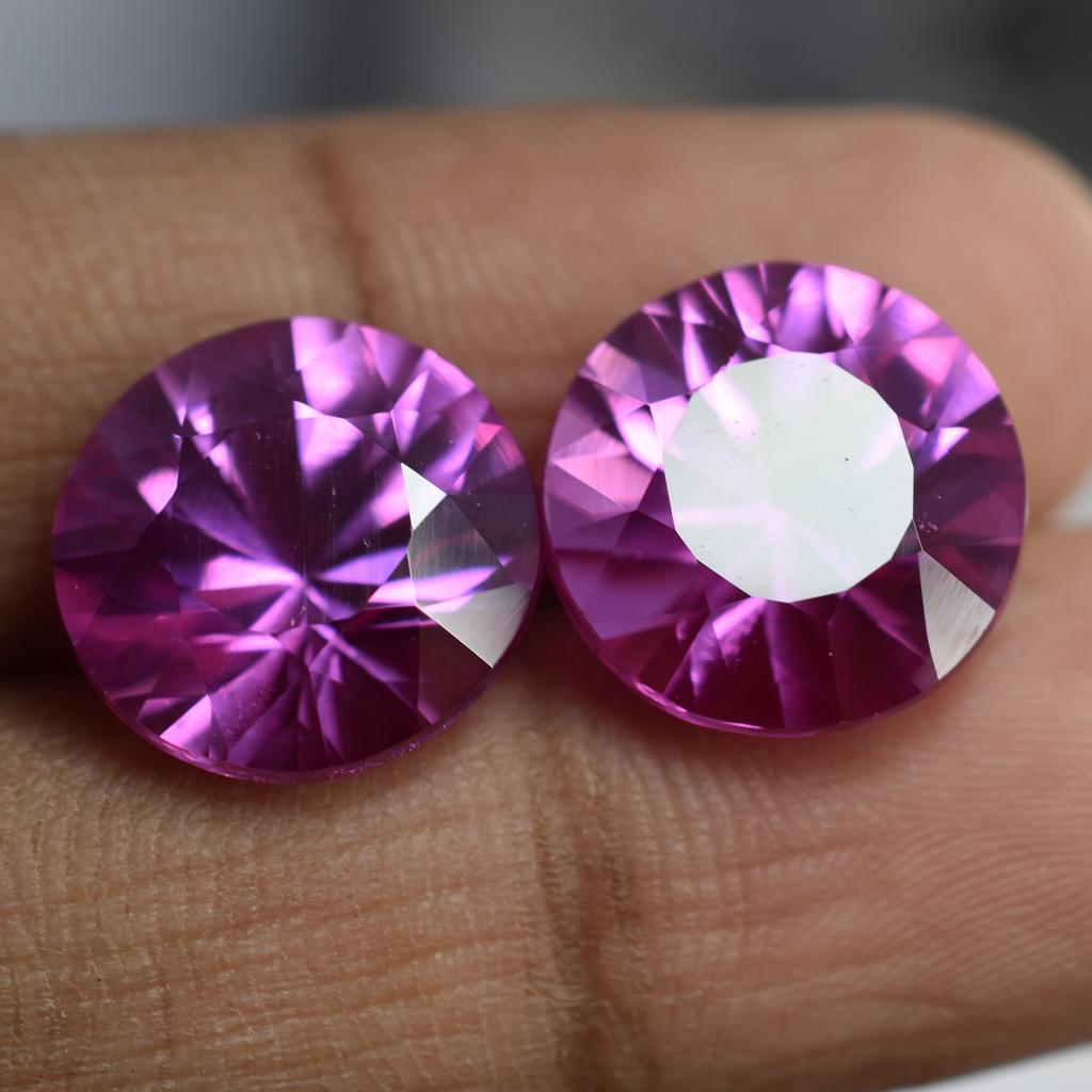 19 Ct Natural Pink Sapphire Round Cut CERTIFIED Ceylon Loose Gemstone Pair