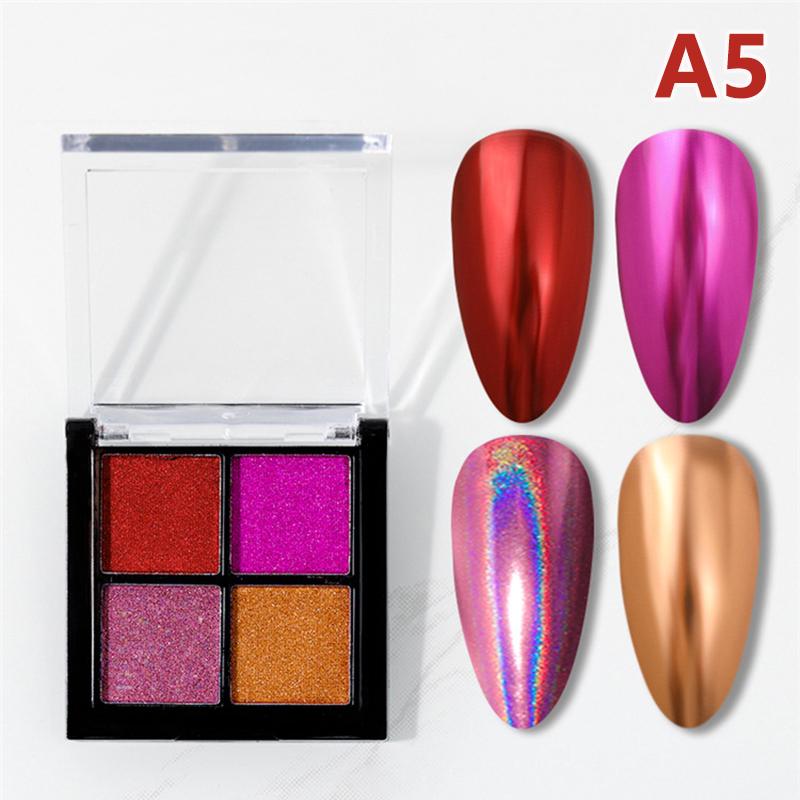 4 цвета Aurora Solid Mirror Shiny Nail Glitter Nails Uv Gel Polish Pigment Nail Art Decorations Accessories