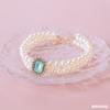 Pet Collar Cat Dog Pearl Necklace Double Stacked Premium Protein Gem Set with Rhinestones